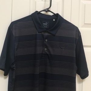 Men’s Puma navy/striped brown golf polo Like new